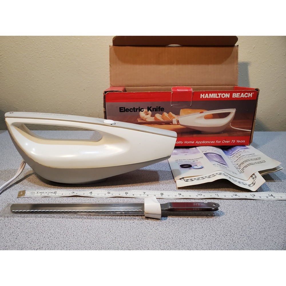 Hamilton Beach Electric Knife White Corded Stainless Steel Blade with Box 275C